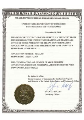 United States Patent certificate